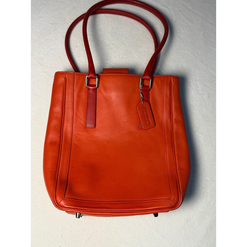 Vintage Coach Bonnie Cashin Legacy Slim Bucket Tote Bag 9422 Red Orange Leather